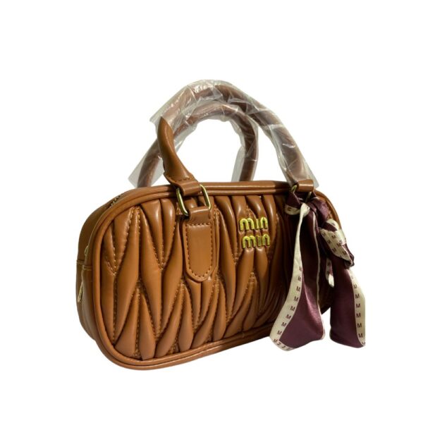 Min Min Quilted Handbag for Women – PU Leather Bag with Scarf & Adjustable Strap